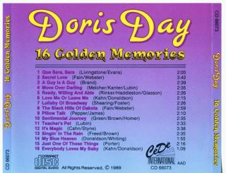 CD  Doris Day – 16 Golden Memories Фото 2