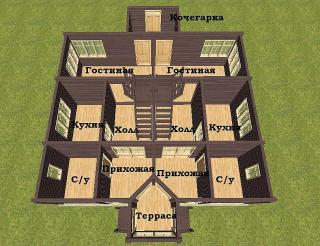 Дом из бруса на две семьи, проект "Дуэт" Фото 4