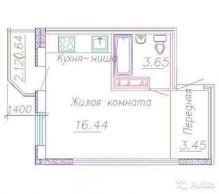 Студия 24.2 м² на 6 этаже 9-этажного монолитного дома Фото 3