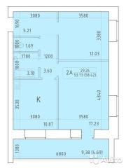 2-к квартира 58.5 м² на 4 этаже 10-этажного кирпичного дома Фото 2