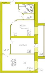 2-к квартира 70 м² на 6 этаже 11-этажного кирпичного дома Фото 2